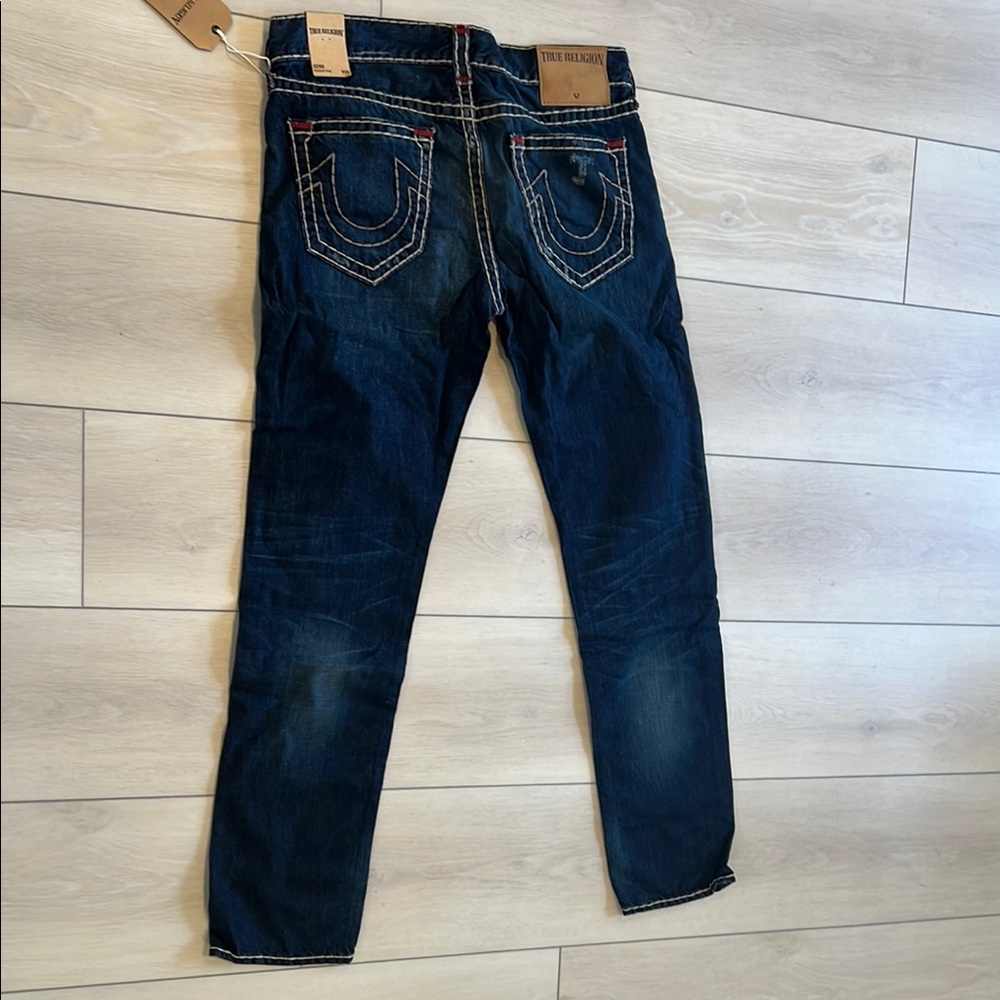 True Religion Blue Skinny Jeans with Signature Stitching
